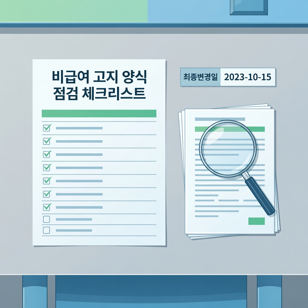 비급여 고지 양식 최종변경일 점검 체크리스트 의료 일러스트