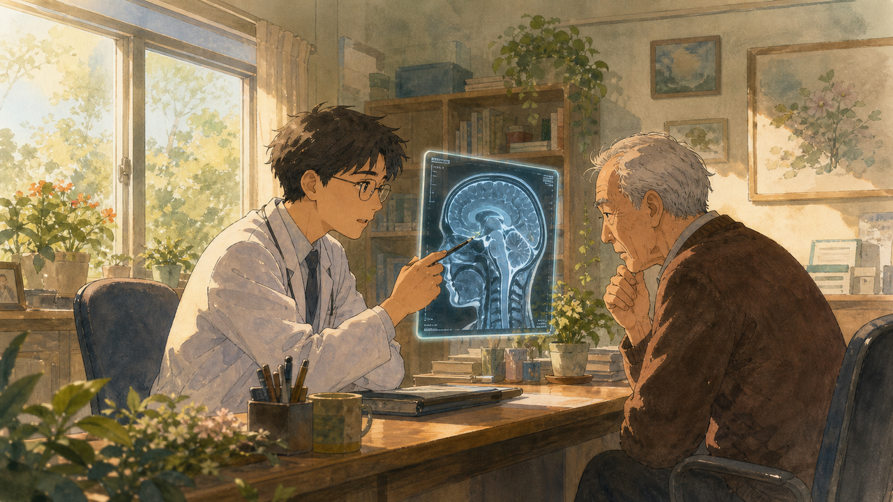 MRI 급여기준 진료 상담 장면 일러스트